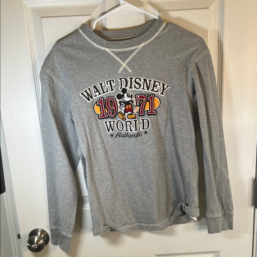Disney Gray Long Sleeve Shirt with Mickey Mouse Print size small